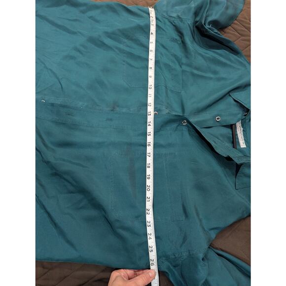 100% silk long sleeve women's collared button up dress shirt by Nine Twenty East - Picture 7 of 9